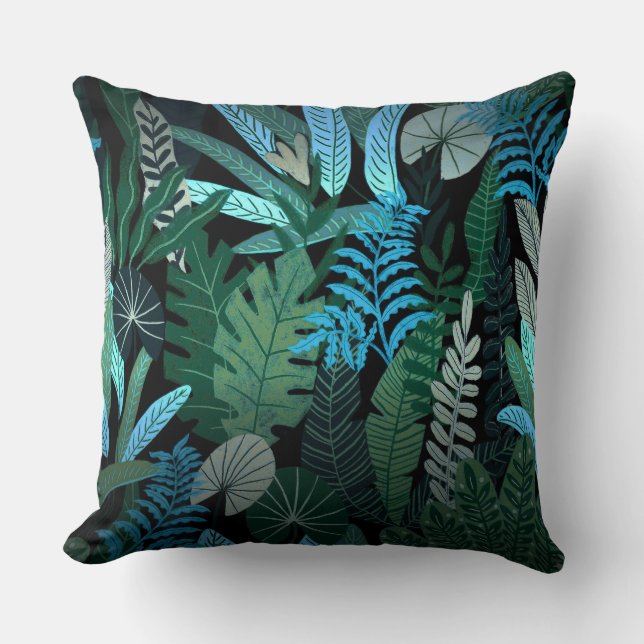 Tropisches Aloha exotisches blaues Kissen (Vorderseite)
