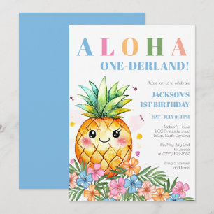 Tropisches Aloha Onederland Ananas 1. Geburtstag Einladung