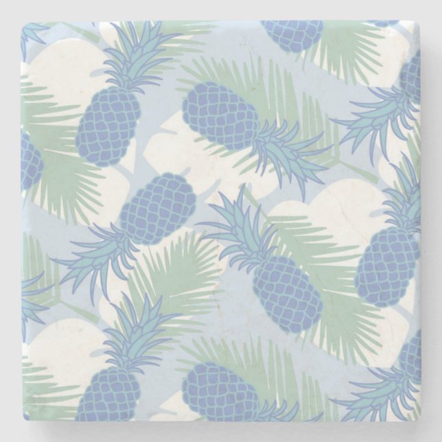 Tropisches Ananas-Ananas-Muster Steinuntersetzer (Vorderseite)
