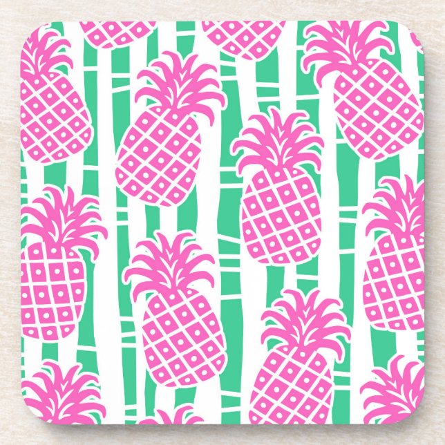 Tropisches Ananas-Bambus Getränkeuntersetzer (Vorderseite)