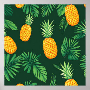Tropisches Ananas-Blatt-Muster Poster