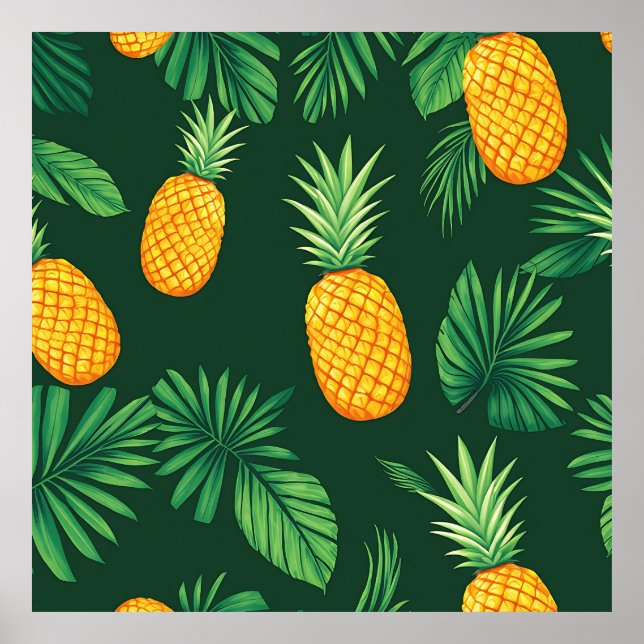 Tropisches Ananas-Blatt-Muster Poster (Vorne)