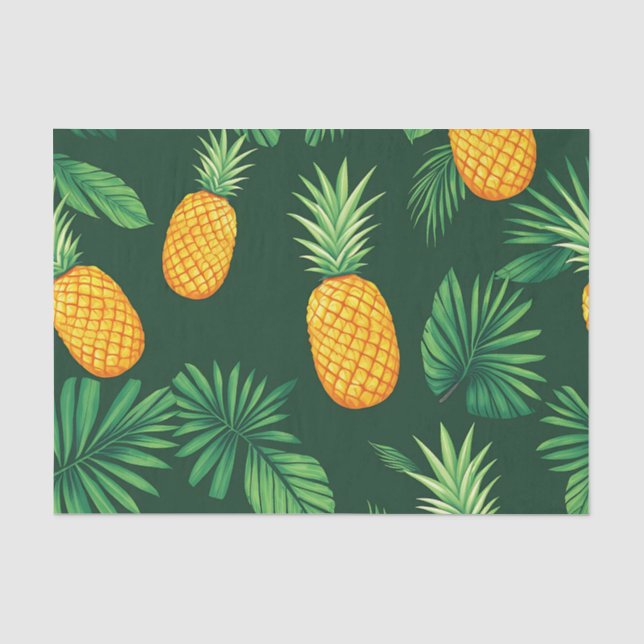 Tropisches Ananas-Blatt-Muster Seidenpapier (Vorderseite)