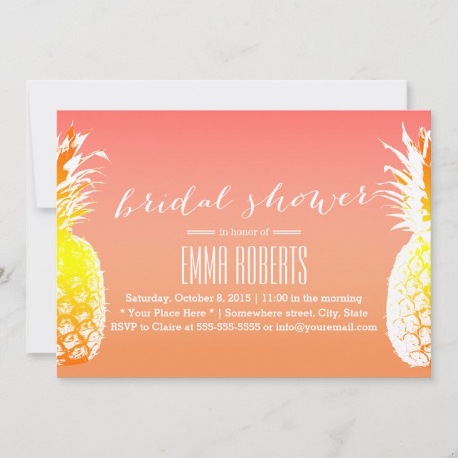 Tropisches Ananas Elegantes Brautparty Einladung (Vorderseite)