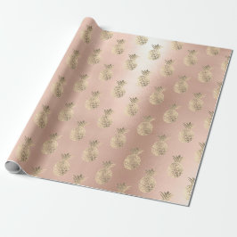 Tropisches Ananas-Früchte Rose Goldpuder Geschenkpapier