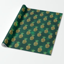 Tropisches Ananas-Gold aus tiefgrünem Glas Geschenkpapier