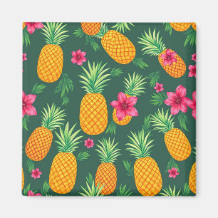 Tropisches Ananas-Hibiskus-Muster Magnet
