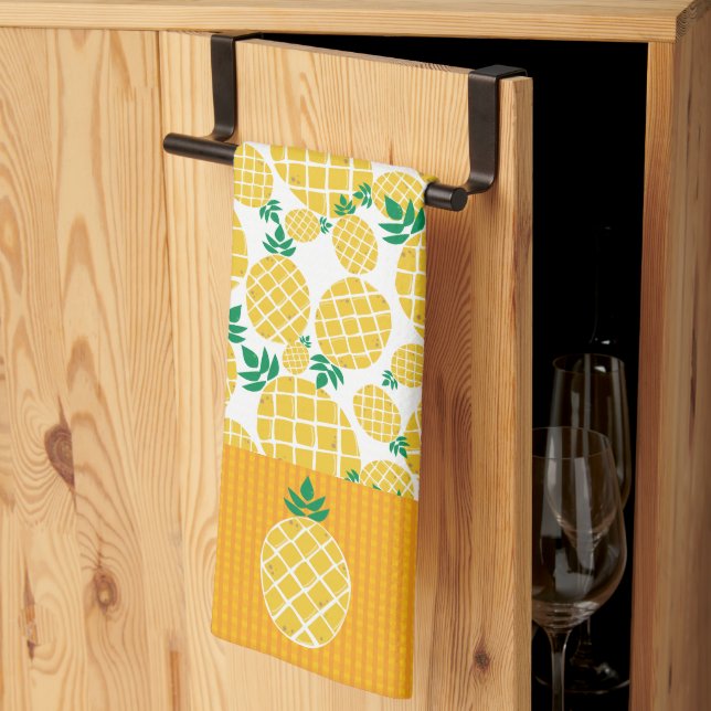 Tropisches Ananas-Illustrationsmuster Geschirrtuch (Drittel gefaltet)