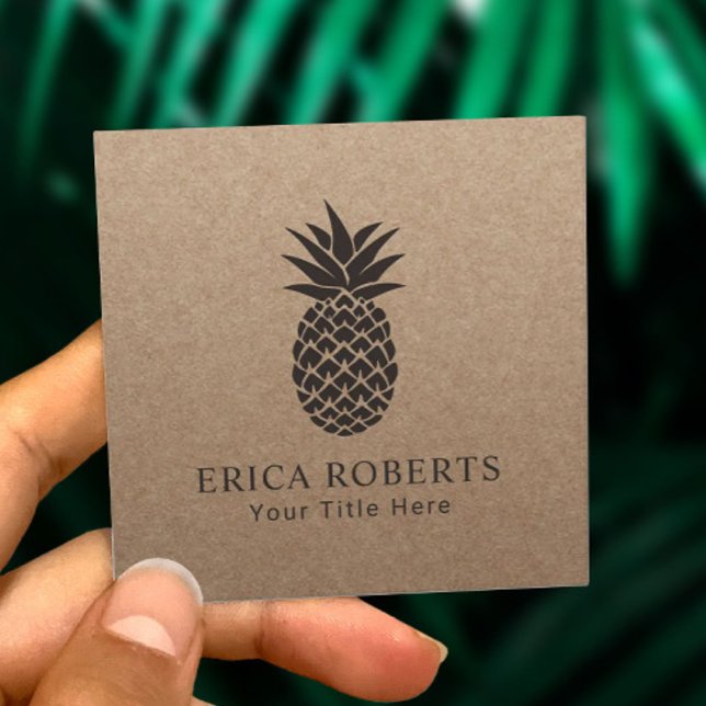 Tropisches Ananas-Logo Minimalistisch Rustikale Kr Quadratische Visitenkarte (Von Creator hochgeladen)