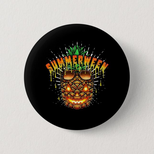 Tropisches Ananas Monster Halloween Classic Button (Vorderseite)