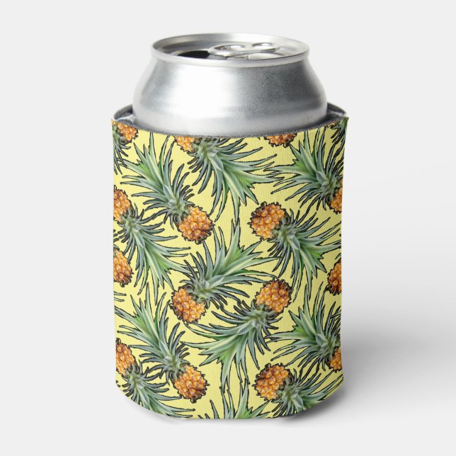 Tropisches Ananas-Muster auf Gelb Dosenkühler (Kanne Vorderseite)