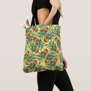Tropisches Ananas-Muster auf Gelb Tasche