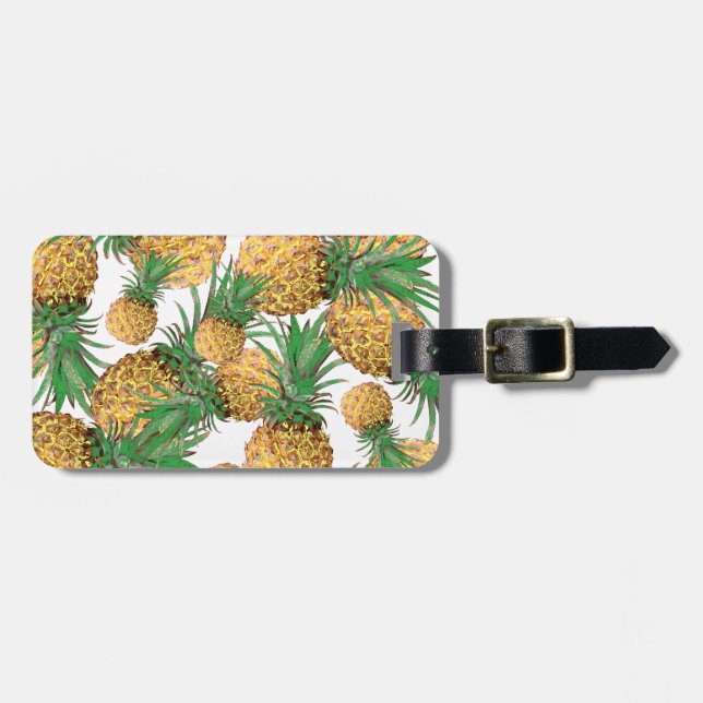 Tropisches Ananas-Muster Gepäckanhänger (Vorderseite horizontal)
