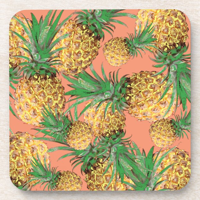 Tropisches Ananas-Muster Getränkeuntersetzer (Vorderseite)