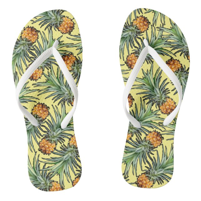 Tropisches Ananas-Muster im gelben Sommer Flip Flops (Fußbett)