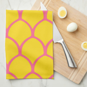 Tropisches Ananas-Muster in Rosa und Gelb Geschirrtuch
