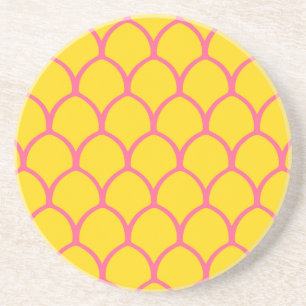 Tropisches Ananas-Muster in Rosa und Gelb Getränkeuntersetzer
