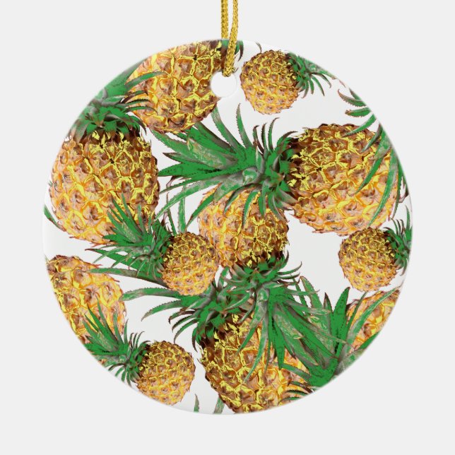 Tropisches Ananas-Muster Keramik Ornament (Vorne)