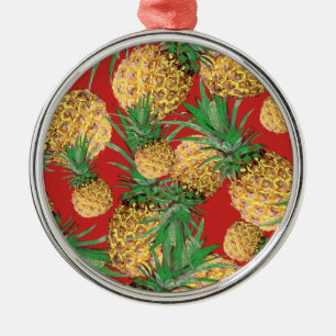 Tropisches Ananas-Muster Ornament Aus Metall