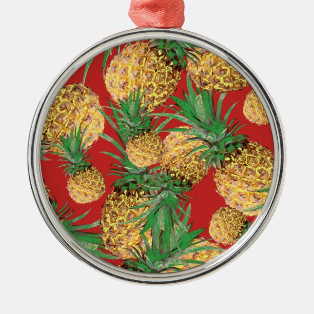 Tropisches Ananas-Muster Ornament Aus Metall (Vorne)