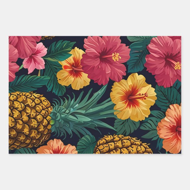 Tropisches Ananas nahtloses Muster Geschenkpapier Set (Vorderseite)