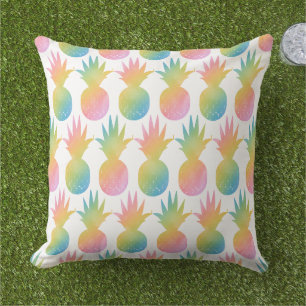 Tropisches Ananas-Regenbogen-Wasserfarbmuster Kissen