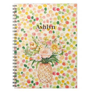 Tropisches Ananas-Rosa Gelbes Floral Notizblock