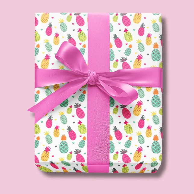 Tropisches Ananas Sommerfruchtmuster Geschenkpapier (Pineapple tropical fruit pattern wrapping paper roll.)