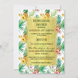 Tropisches Ananas und Hibiskus Probe Abendessen Einladung