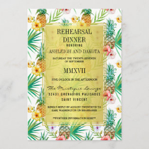 Tropisches Ananas und Hibiskus Probe Abendessen Einladung