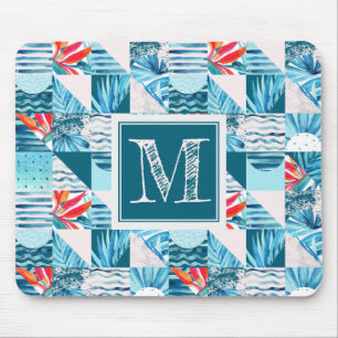 Tropisches aquamarines geometrisches abstraktes mousepad