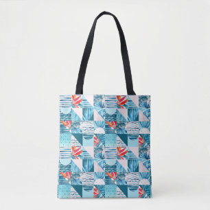 Tropisches aquamarines geometrisches abstraktes tasche