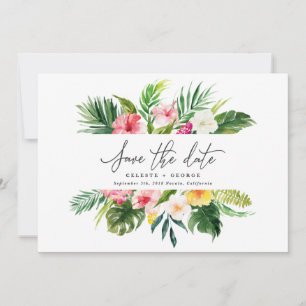Tropisches Aquarell-Blumen-Save-the-Date Save The Date