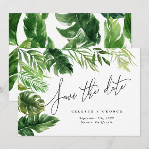 Tropisches Aquarell-Laub-Blumen- 'Save the Date' Save The Date