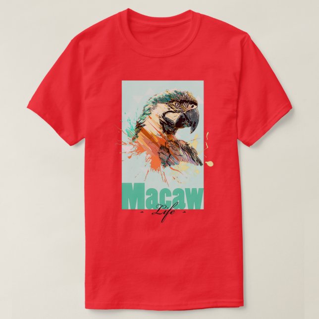 Tropisches Aquarell Macaw Parrot Life T-Shirt (Design vorne)