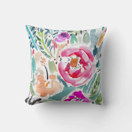 Tropisches Aquarell mit Blumen Kissen