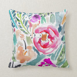 Tropisches Aquarell mit Blumen Kissen