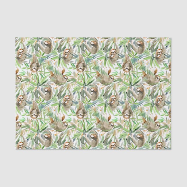 Tropisches Aquarell-Trägheits-Muster Seidenpapier (Vorderseite)