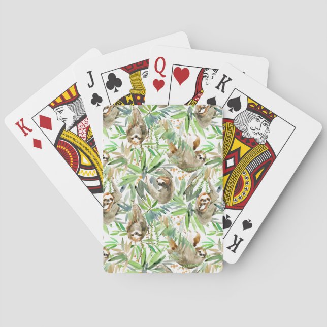 Tropisches Aquarell-Trägheits-Muster Spielkarten (Rückseite)