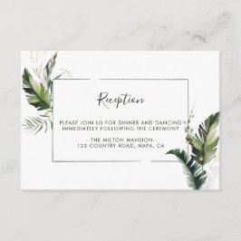 Tropisches Aquarellblatt Hochzeitsempfang Begleitkarte