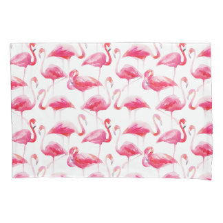 Tropisches Aquarellmuster Bright Pink Flamingo Mus Kissenbezug