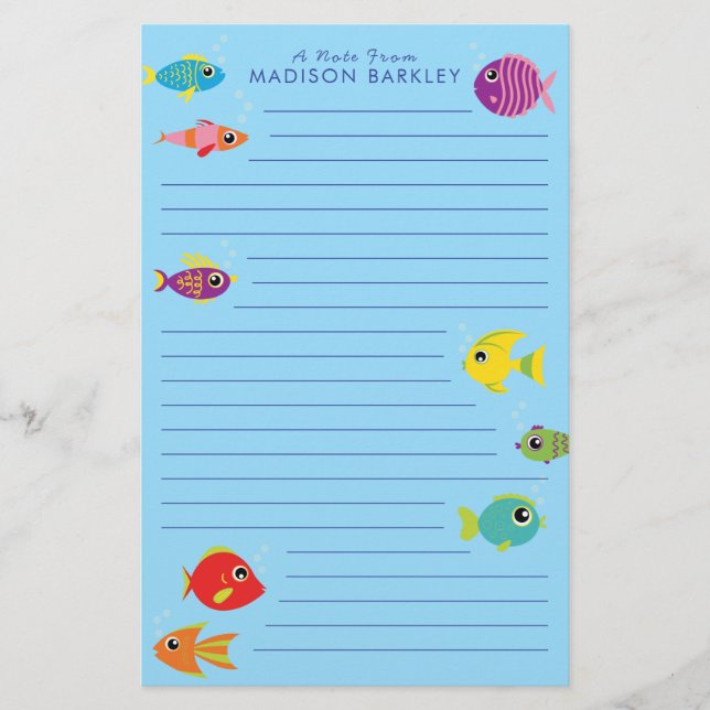 Tropisches Aquarium Fisch Niedliches Kind Briefpapier (Vorderseite)