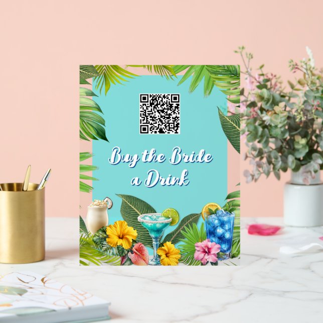 Tropisches Bar Brautparty Bachelorette QR-Code Acrylschild (Hochzeit)