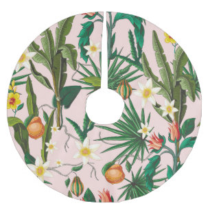 Tropisches Blatt, Blume, Fruchtmuster. Polyester Weihnachtsbaumdecke