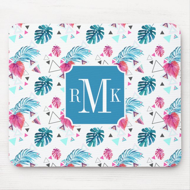Tropisches Blatt-Dreieck-Muster Mousepad (Vorne)