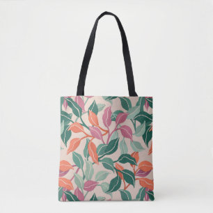 Tropisches Blatt Korallen Grün Botanisch Chic Allt Tasche