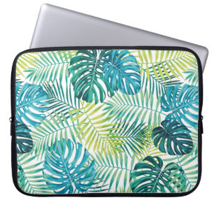 Tropisches Blattdesign mit grüner/blauer Palme und Laptopschutzhülle