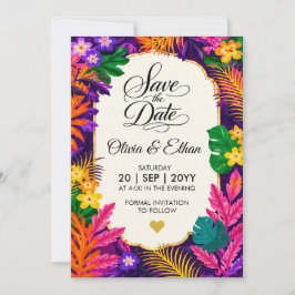 Tropisches Blätter Blumen-Design  Save The Date