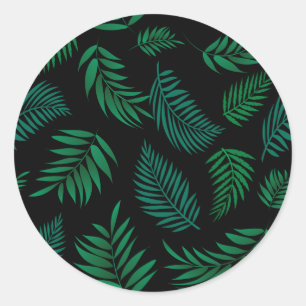 Tropisches Blätter-Muster 2 Runder Aufkleber