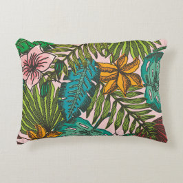 Tropisches Blätter-Muster - Boho-Blumendekor Dekokissen